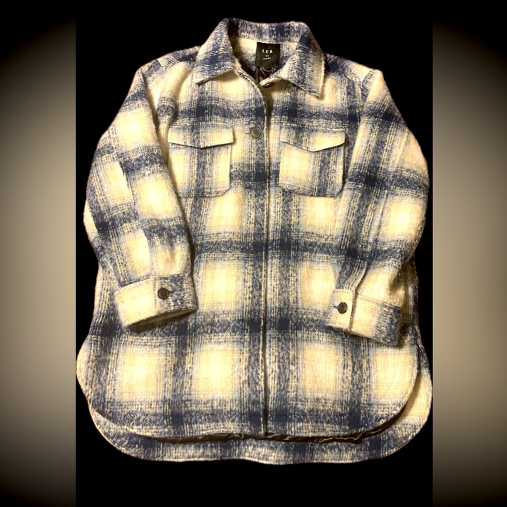 Women's Size L Oversized Plaid Shacket - Coat - S.E.B. By SEBBY